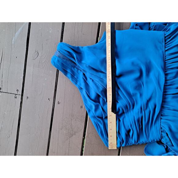 Alfred Angelo Dress Womens 12 Blue One Shoulder Chiffon Formal Gown - Picture 9 of 9